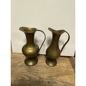 2 Miniature Brass Pitcher 4 Inch India Vases